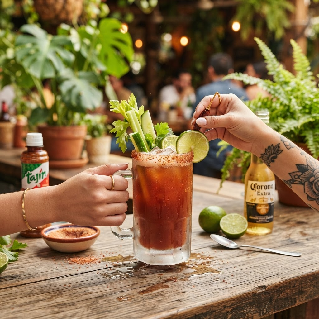 Preparando una michelada fresca en La Baraja